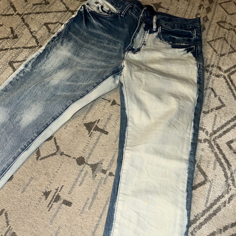 Purple Brand Jeans: Two-Tone Blue and White Men Jeans